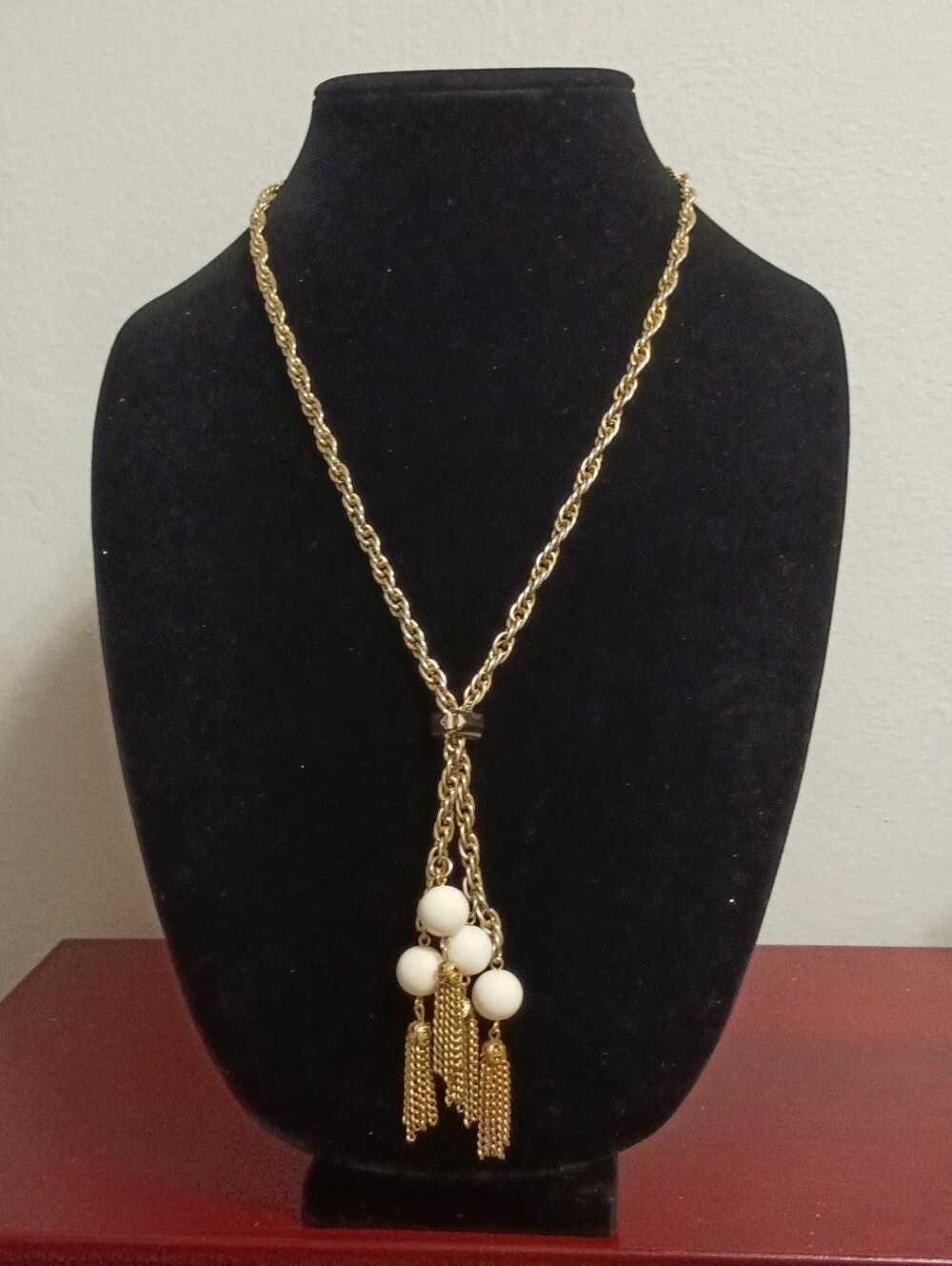 Vintage Gold Toned Long Tassel Necklace
